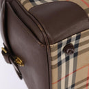 Burberrys Nova Check Boston Bag Canvas Beige Gold Auth ep10712-14