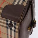 Burberrys Nova Check Boston Bag Canvas Beige Gold Auth ep10712-16