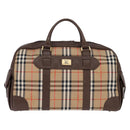 Burberrys Nova Check Boston Bag Canvas Beige Gold Auth ep10712-13