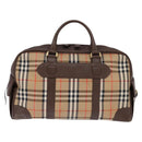 Burberrys Nova Check Boston Bag Canvas Beige Gold Auth ep10712-2