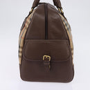 Burberrys Nova Check Boston Bag Canvas Beige Gold Auth ep10712-3
