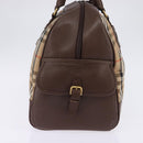 Burberrys Nova Check Boston Bag Canvas Beige Gold Auth ep10712-4