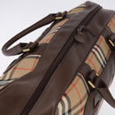 Burberrys Nova Check Boston Bag Canvas Beige Gold Auth ep10712-6