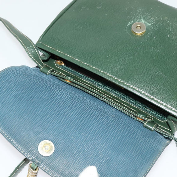 LOEWE Velazquez Hand Bag Leather 2way Green Gold Auth ep10716