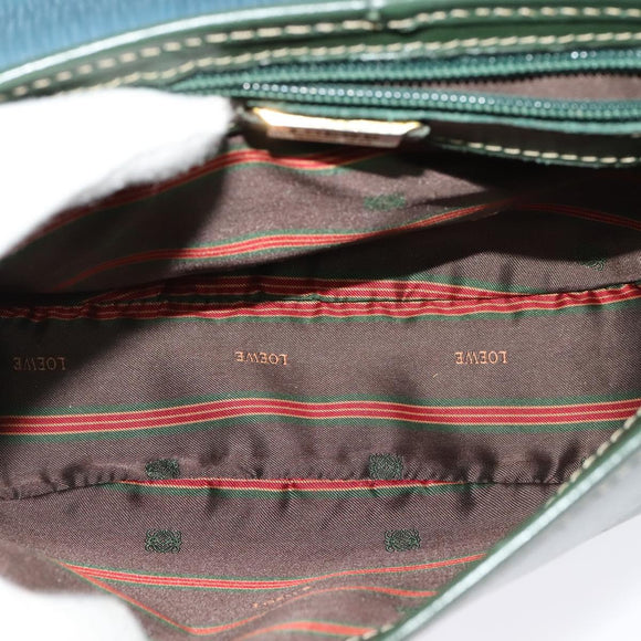 LOEWE Velazquez Hand Bag Leather 2way Green Gold Auth ep10716