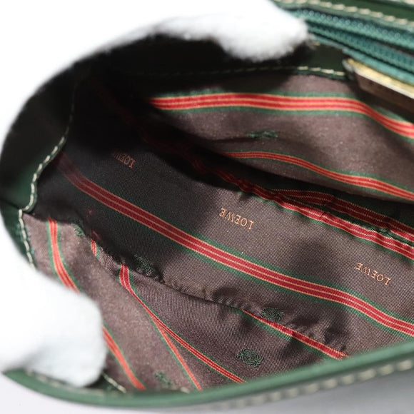 LOEWE Velazquez Hand Bag Leather 2way Green Gold Auth ep10716