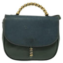 LOEWE Velazquez Hand Bag Leather 2way Green Gold Auth ep10716-13