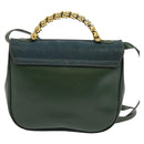 LOEWE Velazquez Hand Bag Leather 2way Green Gold Auth ep10716-2