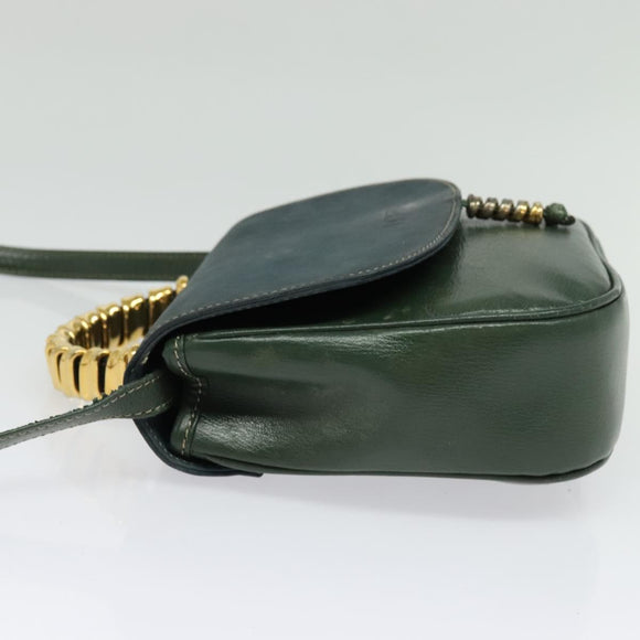 LOEWE Velazquez Hand Bag Leather 2way Green Gold Auth ep10716