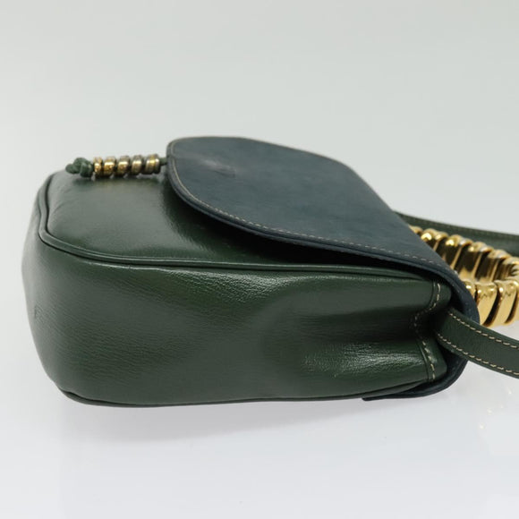 LOEWE Velazquez Hand Bag Leather 2way Green Gold Auth ep10716