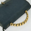 LOEWE Velazquez Hand Bag Leather 2way Green Gold Auth ep10716-6