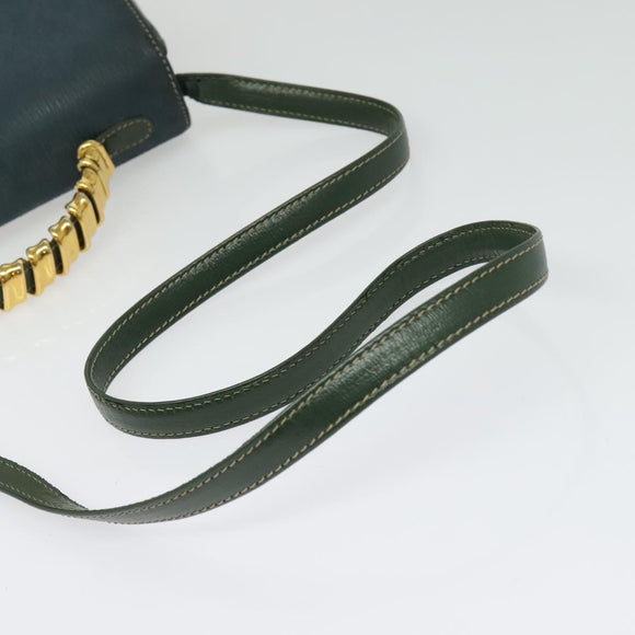 LOEWE Velazquez Hand Bag Leather 2way Green Gold Auth ep10716