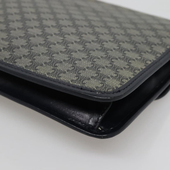CELINE Macadam Canvas Clutch Bag PVC Navy Gold Auth ep10721