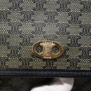 CELINE Macadam Canvas Clutch Bag PVC Navy Gold Auth ep10721-17