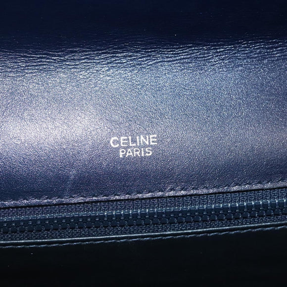 CELINE Macadam Canvas Clutch Bag PVC Navy Gold Auth ep10721