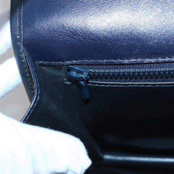 CELINE Macadam Canvas Clutch Bag PVC Navy Gold Auth ep10721