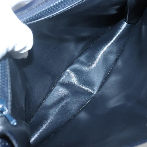 CELINE Macadam Canvas Clutch Bag PVC Navy Gold Auth ep10721