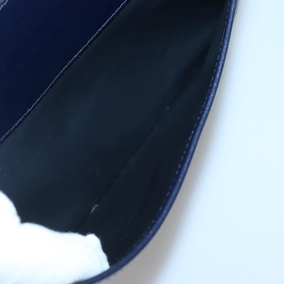 CELINE Macadam Canvas Clutch Bag PVC Navy Gold Auth ep10721