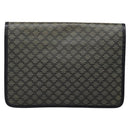 CELINE Macadam Canvas Clutch Bag PVC Navy Gold Auth ep10721-2