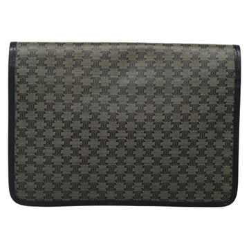 CELINE Macadam Canvas Clutch Bag PVC Navy Gold Auth ep10721 - 0