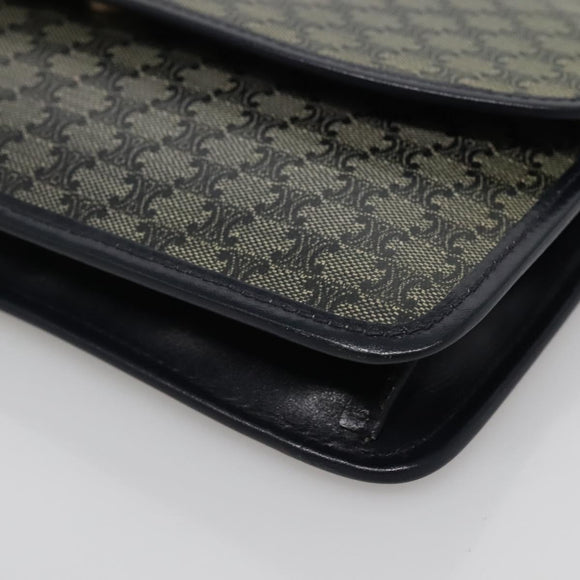 CELINE Macadam Canvas Clutch Bag PVC Navy Gold Auth ep10721