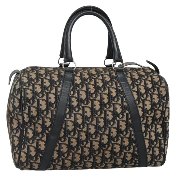 Christian Dior Trotter Canvas Boston Bag Navy Silver Auth ep10723