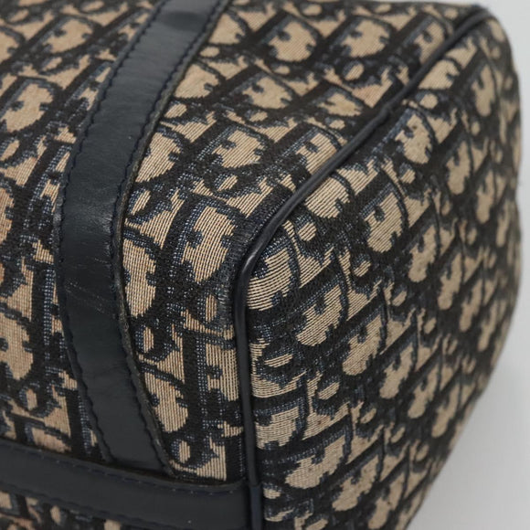 Christian Dior Trotter Canvas Boston Bag Navy Silver Auth ep10723