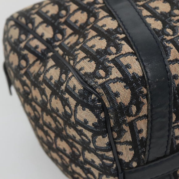 Christian Dior Trotter Canvas Boston Bag Navy Silver Auth ep10723