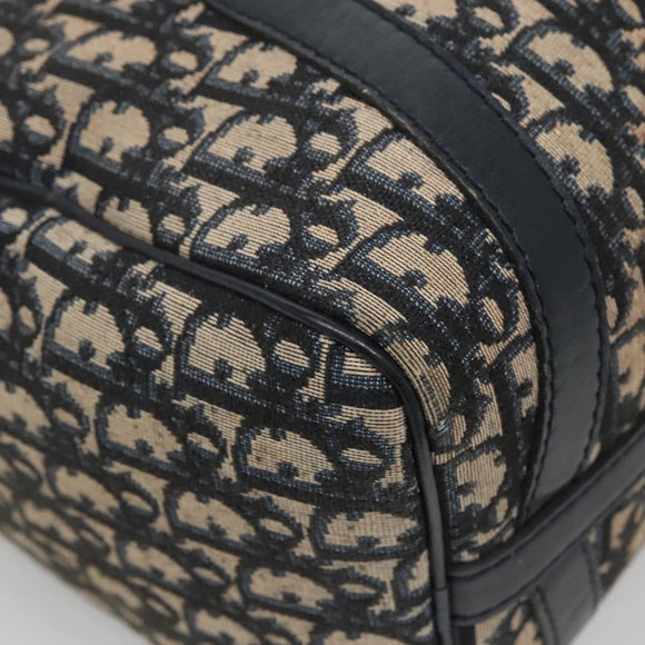 Christian Dior Trotter Canvas Boston Bag Navy Silver Auth ep10723