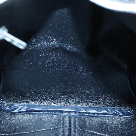 Christian Dior Trotter Canvas Boston Bag Navy Silver Auth ep10723