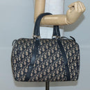 Christian Dior Trotter Canvas Boston Bag Navy Silver Auth ep10723-19