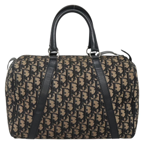 Christian Dior Trotter Canvas Boston Bag Navy Silver Auth ep10723