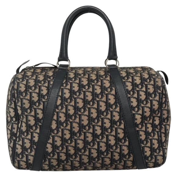 Christian Dior Trotter Canvas Boston Bag Navy Silver Auth ep10723