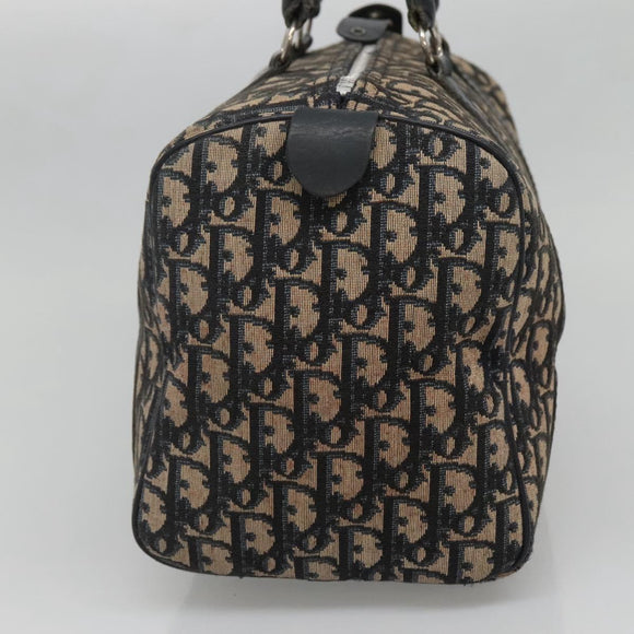Christian Dior Trotter Canvas Boston Bag Navy Silver Auth ep10723