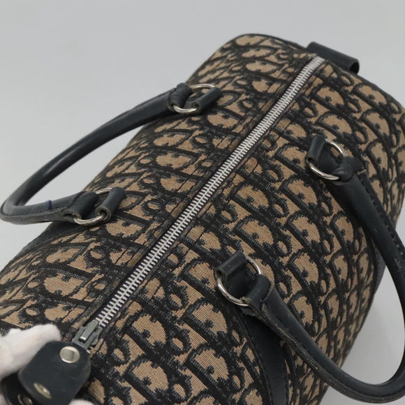 Christian Dior Trotter Canvas Boston Bag Navy Silver Auth ep10723