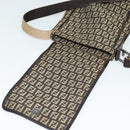 FENDI Zucchino Canvas Shoulder Bag Brown Silver Auth ep10724-10