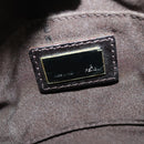 FENDI Zucchino Canvas Shoulder Bag Brown Silver Auth ep10724-17