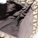 FENDI Zucchino Canvas Shoulder Bag Brown Silver Auth ep10724-18