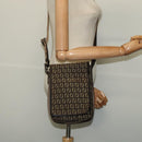 FENDI Zucchino Canvas Shoulder Bag Brown Silver Auth ep10724-21