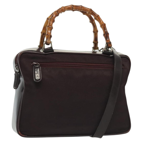 GUCCI Bamboe Handtas Nylon 2-weg Zwart Zilver 000 0538 Auth ep10728