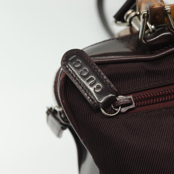 GUCCI Bamboe Handtas Nylon 2-weg Zwart Zilver 000 0538 Auth ep10728