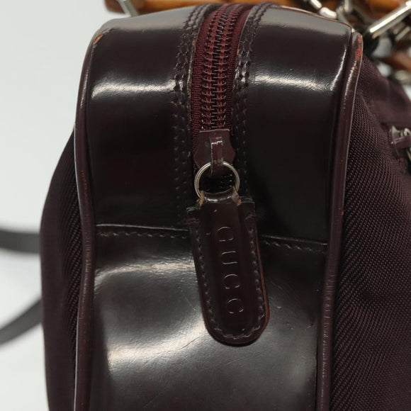 GUCCI Bamboe Handtas Nylon 2-weg Zwart Zilver 000 0538 Auth ep10728