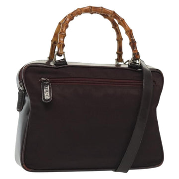 GUCCI Bamboo Hand Bag Nylon 2way Black Silver 000 0538 Auth ep10728