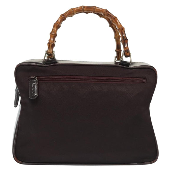 GUCCI Bamboe Handtas Nylon 2-weg Zwart Zilver 000 0538 Auth ep10728