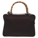 GUCCI Bamboo Hand Bag Nylon 2way Black Silver 000 0538 Auth ep10728-2