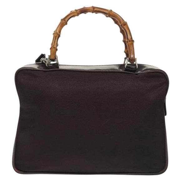 GUCCI Bamboo Hand Bag Nylon 2way Black Silver 000 0538 Auth ep10728