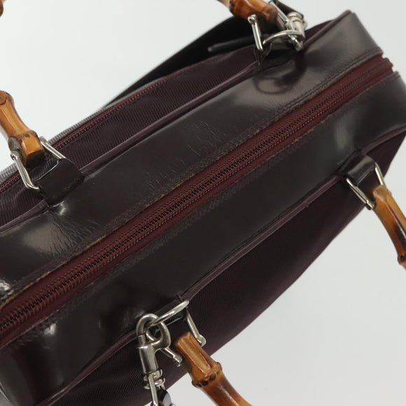 GUCCI Bamboo Hand Bag Nylon 2way Black Silver 000 0538 Auth ep10728