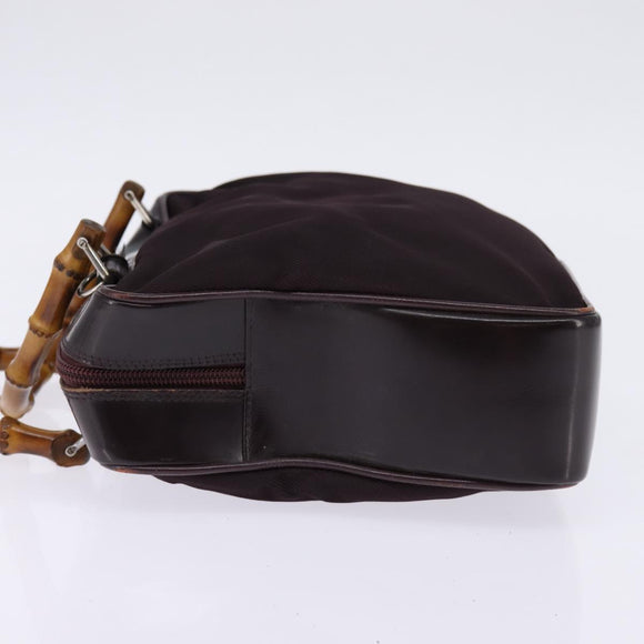 GUCCI Bamboe Handtas Nylon 2-weg Zwart Zilver 000 0538 Auth ep10728
