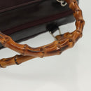 GUCCI Bamboo Hand Bag Nylon 2way Black Silver 000 0538 Auth ep10728-5