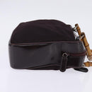 GUCCI Bamboe Handtas Nylon 2-weg Zwart Zilver 000 0538 Auth ep10728-5